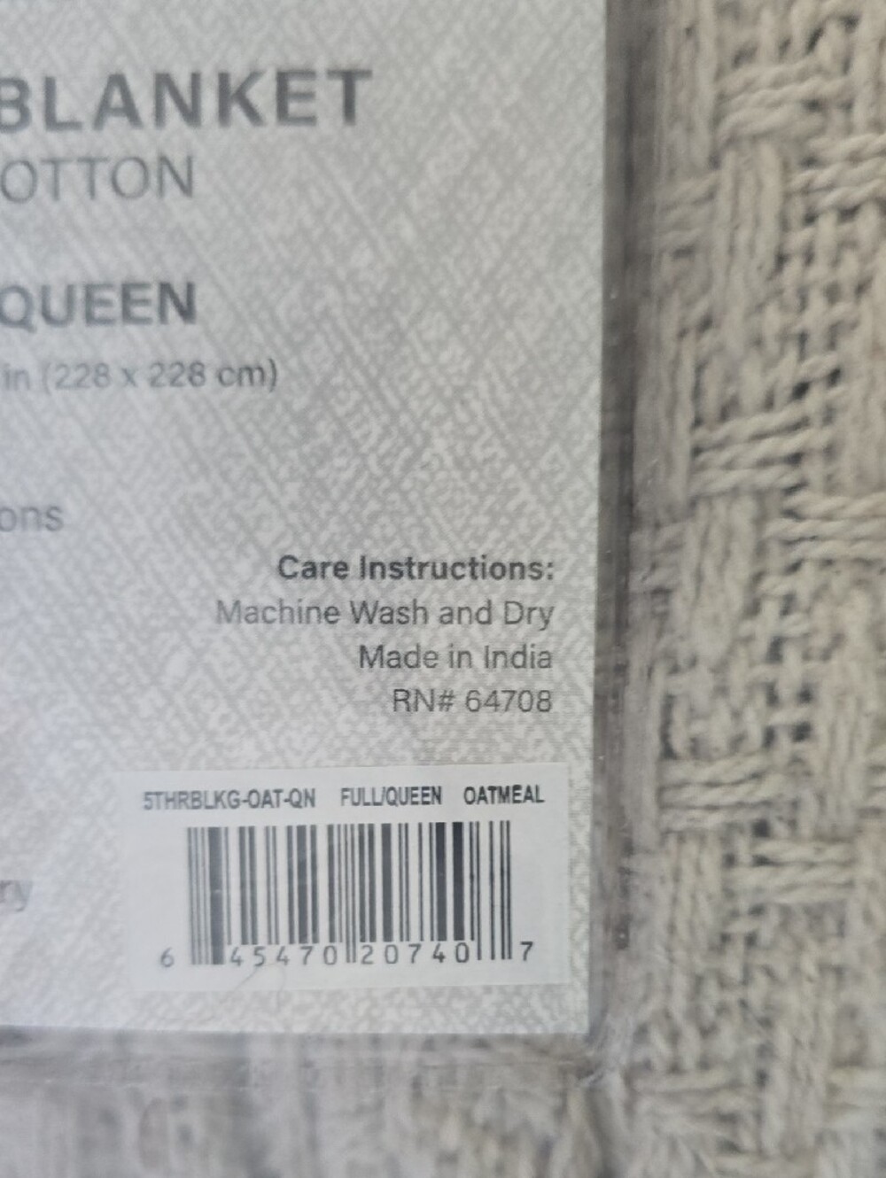 Modern Threads Oatmeal Colored Waffle 100% Cotton Blanket - Full/Queen - Picture 5 of 5